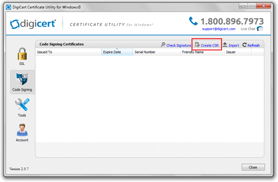 DigiCert Certificate Utility Screenshot
