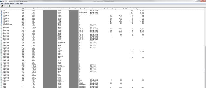 Sysinternals TCP View Screenshot