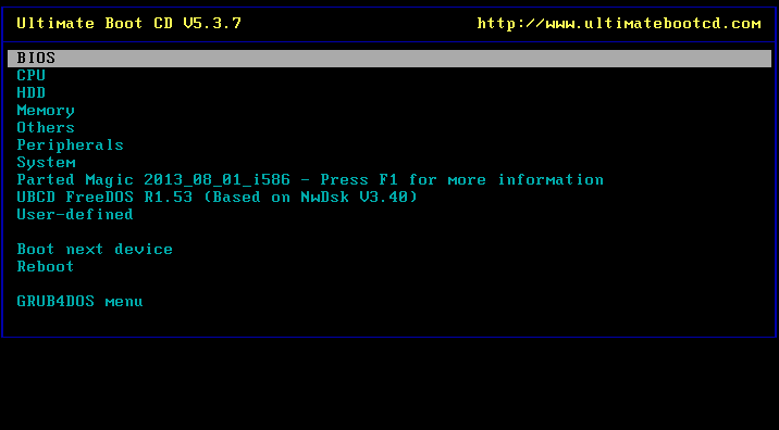Ultimate Boot CD Screenshot