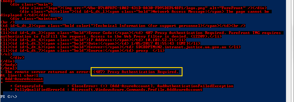 PowerShell Proxy 407 Error