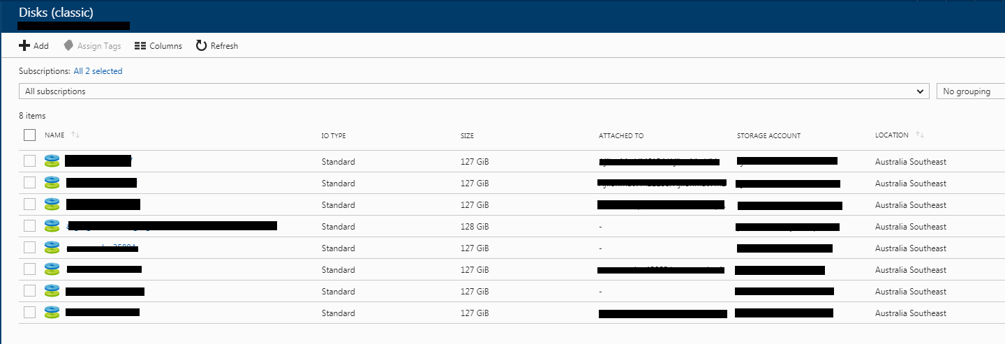 Azure Disks Screenshot