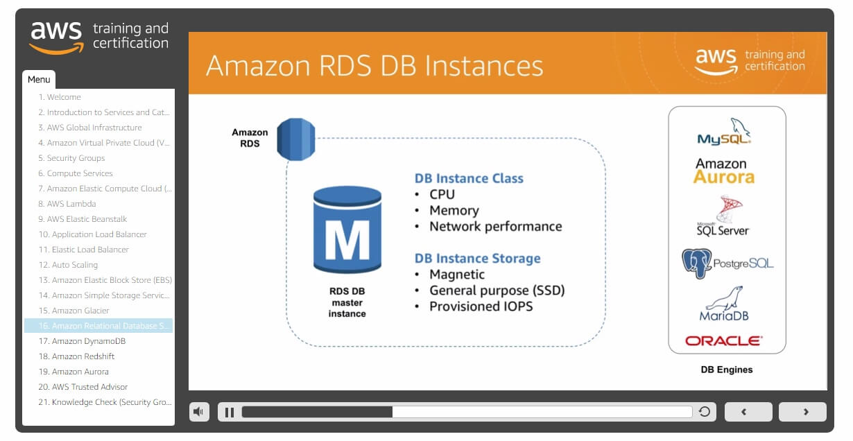 AWS Online Training Screenshot