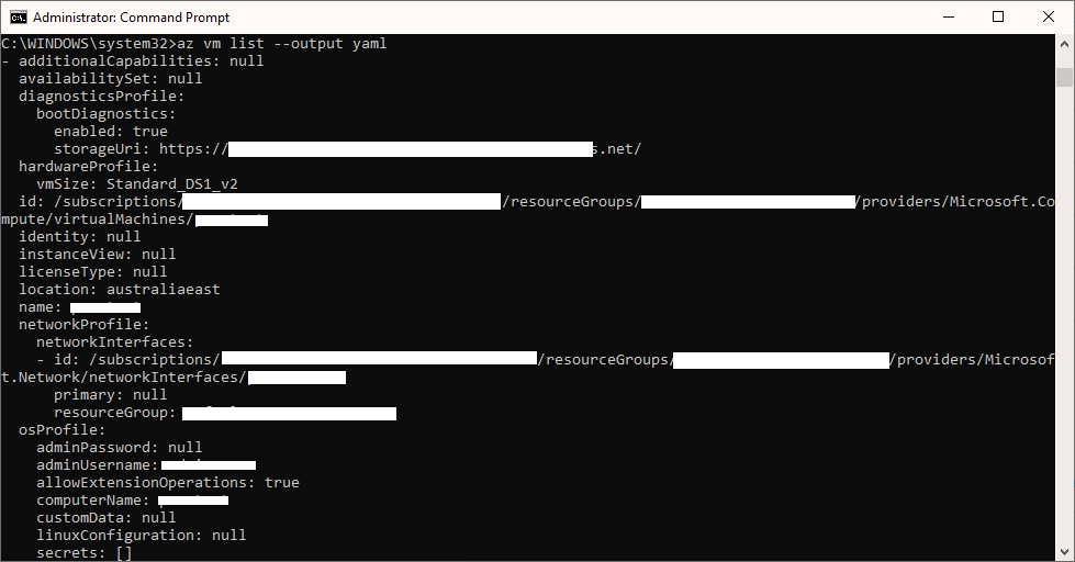 Azure CLI YAML Screenshot