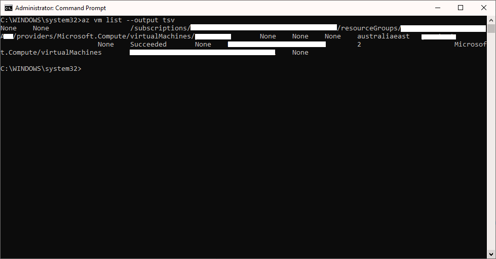 Azure CLI TSV Screenshot