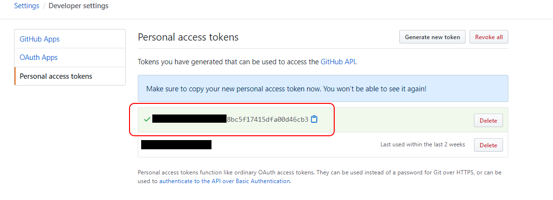 GitHub Create New Personal Access Token