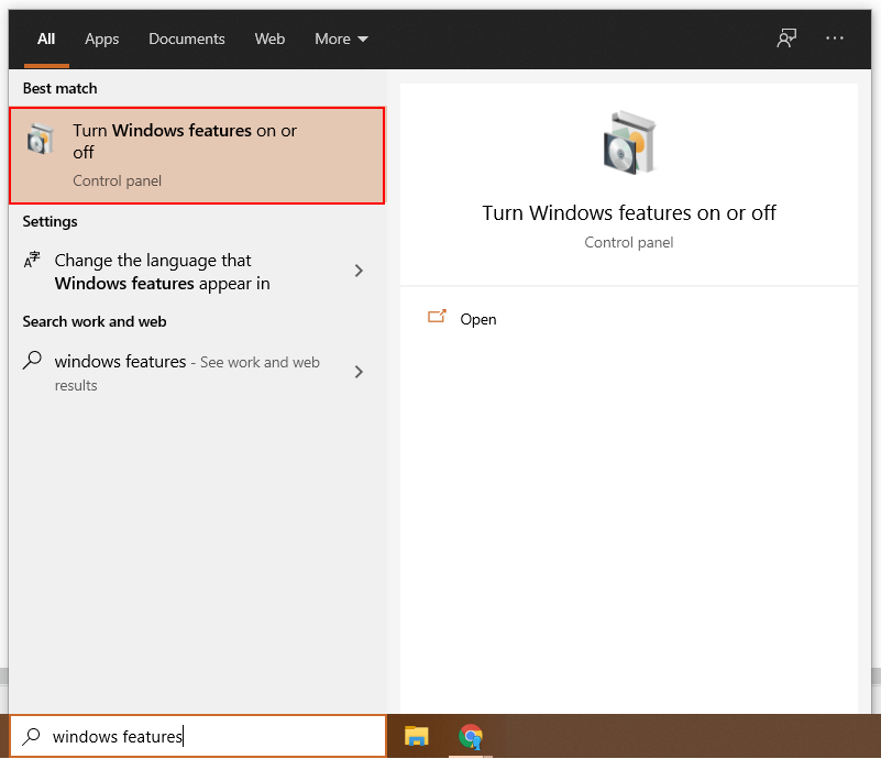 Windows 10 Add Feature Dialog