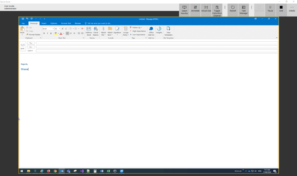 Windows 10 Quick Assist screenshot