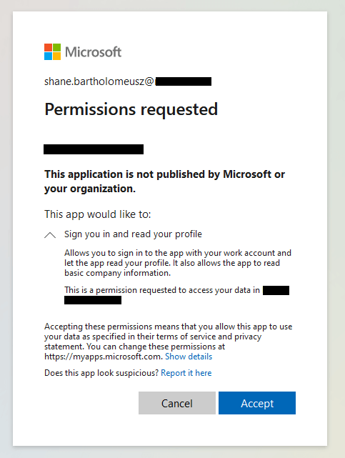Azure Authentication Permissions Request Prompt Screenshot