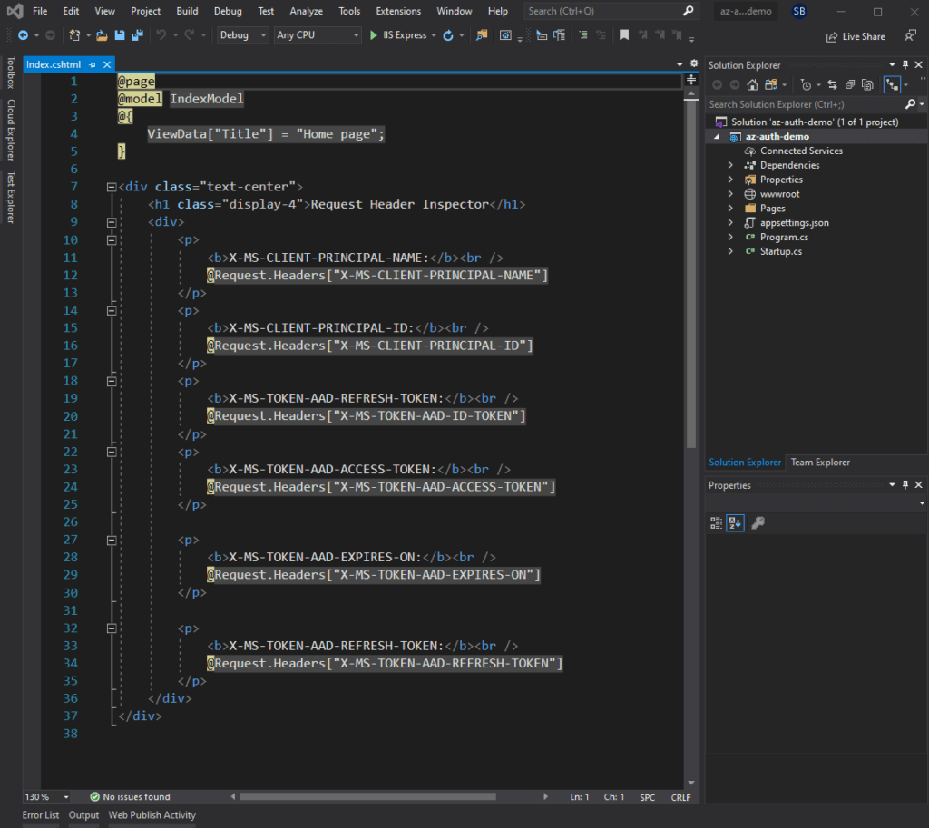 Visual Studio Screenshot