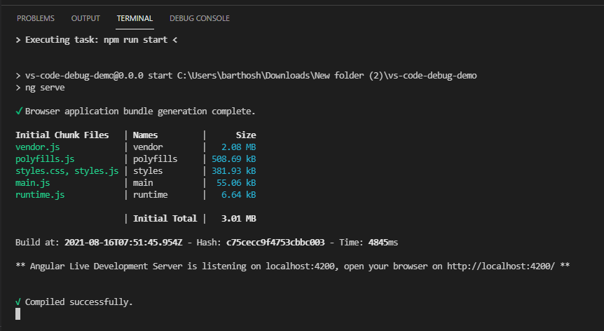 VSCode Terminal Screenshot