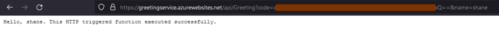 Azure Function Screenshot